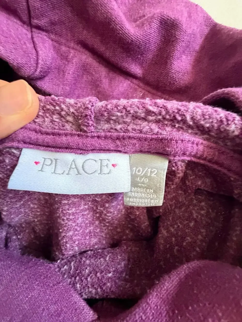 Children's Place Girls Purple Hoodie Size 10/12 Queen Gold Stripe Sleeves Y2K